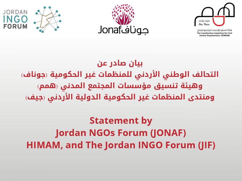 Statement by Jordan NGOs Forum (JONAF), HIMAM, and The Jordan INGO Forum (JIF)
