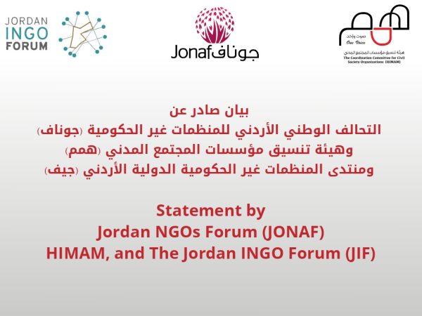 Statement by Jordan NGOs Forum (JONAF), HIMAM, and The Jordan INGO Forum (JIF)