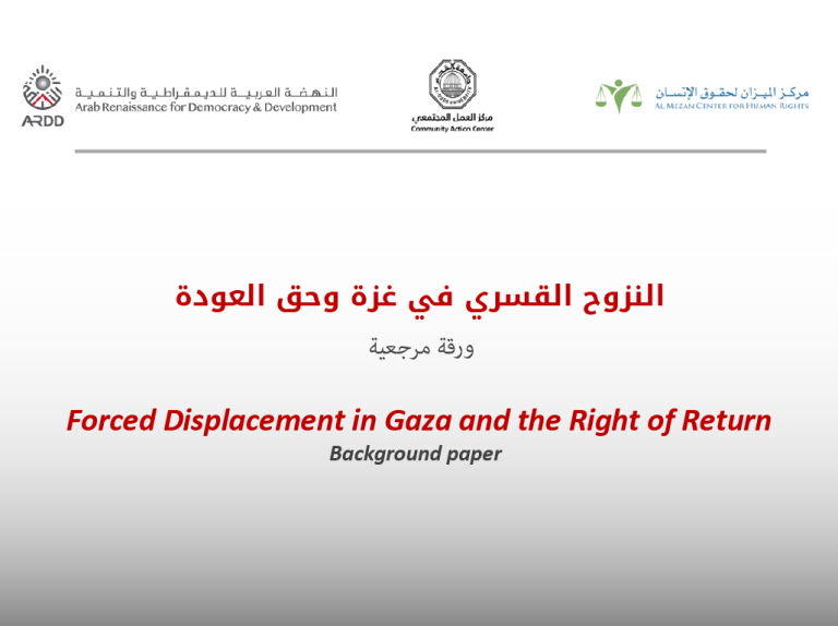 Forced Displacement in Gaza and the Right of Return